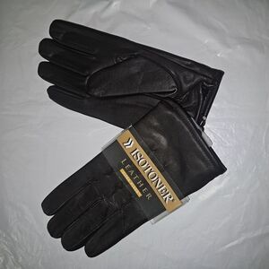 Isotoner Men's Dark Brown Leather Gloves